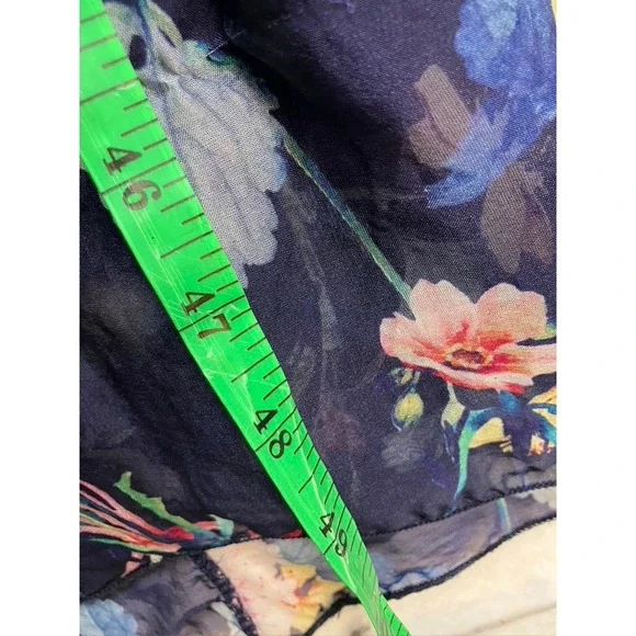 Bellambra Maxi Dress Navy Blue Floral Halter Neck Sleeveless Italy Size S Silk‎ - Picture 11 of 11